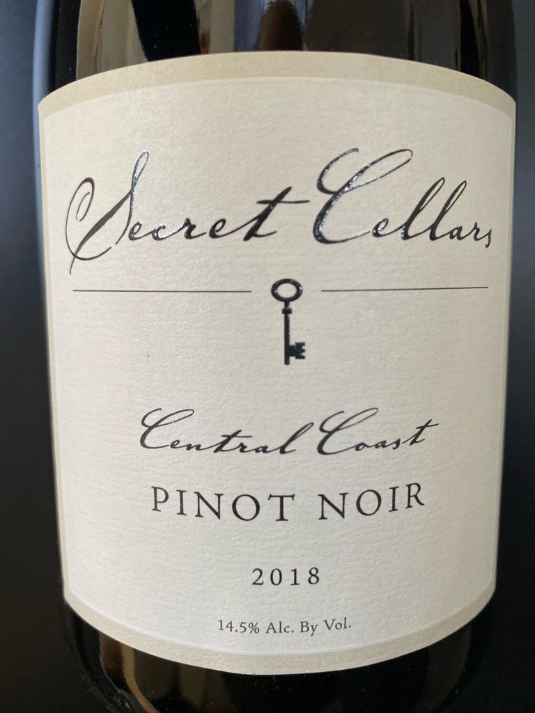 2018 Secret Cellars Pinot Noir, USA, California, Central Coast