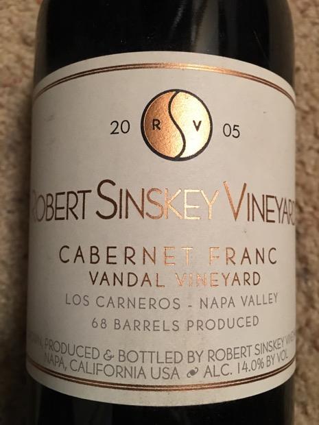 2016 Robert Sinskey Vineyards Cabernet Franc Vandal Vineyard
