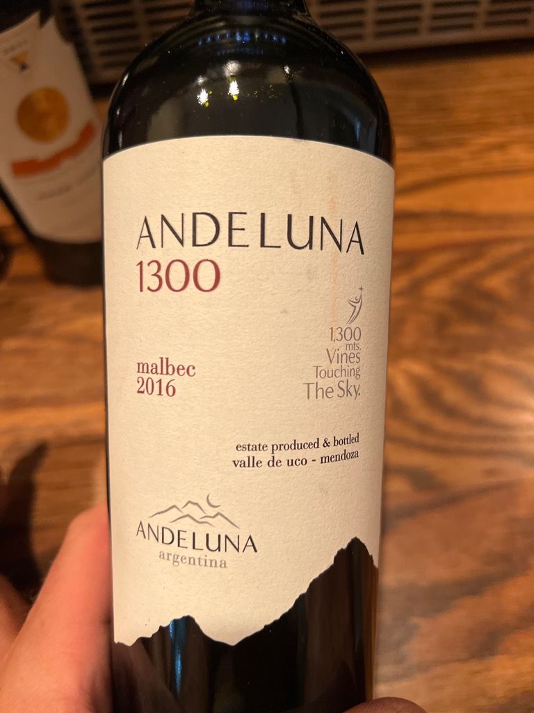 2015 Andeluna Cellars (Familia Reina) Malbec 1300 m, Argentina, Mendoza ...