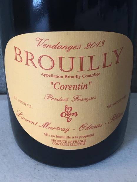 2013 Laurent Martray Brouilly Corentin, France, Burgundy ...