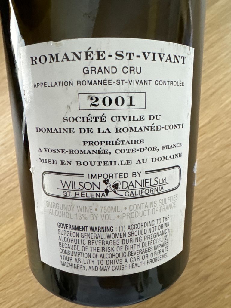 2001 Domaine de la Romanée-Conti Romanée St. Vivant - CellarTracker