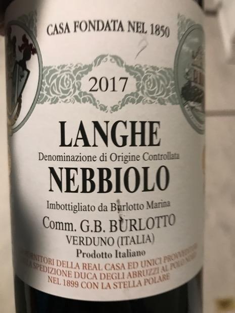 2017 Comm. G.B. Burlotto Nebbiolo Langhe, Italy, Piedmont, Langhe ...