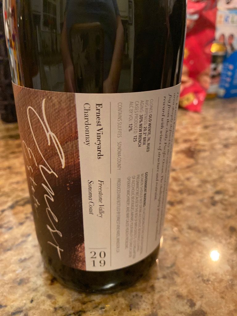 2019 Ernest Vineyards Chardonnay Freestone Valley, USA, California ...