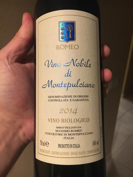 2014 Massimo Romeo Vino Nobile di Montepulciano, Italy, Tuscany ...