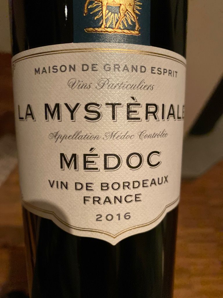 2016 Maison de Grand Esprit Médoc La Mysteriale, France, Bordeaux