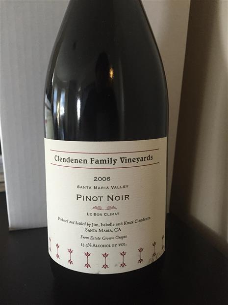 2006 Clendenen Family Vineyards Pinot Noir Le Bon Climat Santa