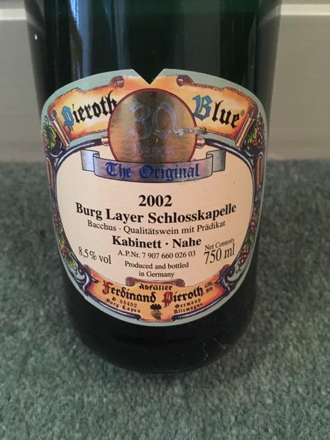 2002 Ferdinand Pieroth Burg-Layer Schloßkapelle Müller-Thurgau