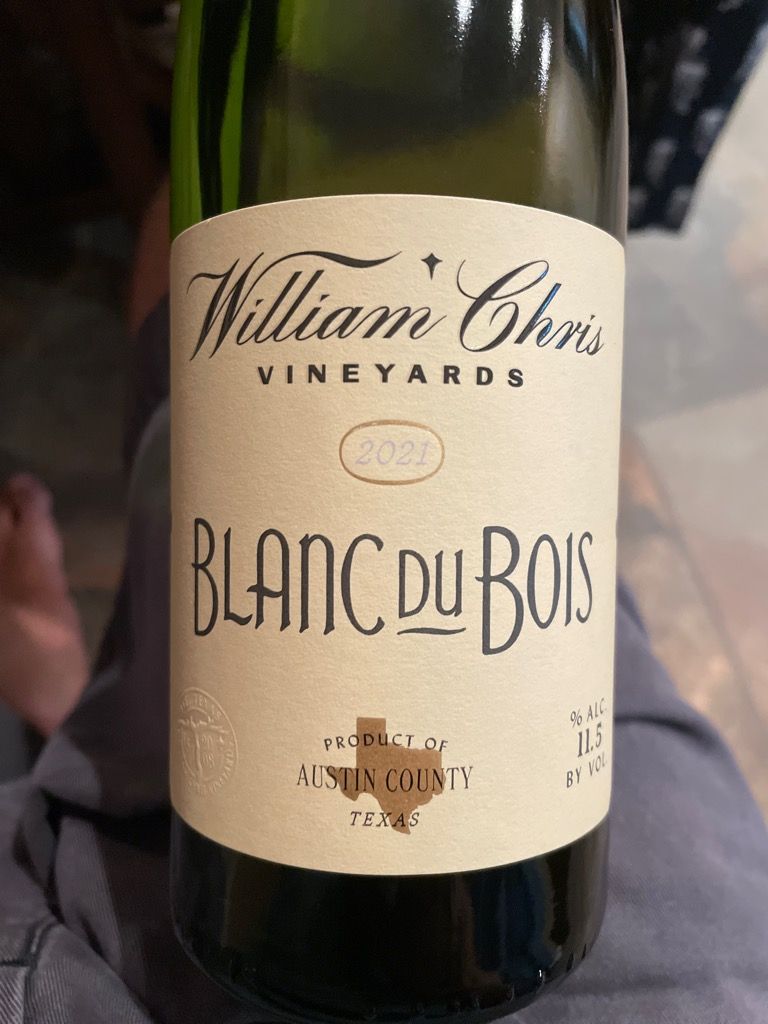 2021 William Chris Vineyards Blanc du Bois, USA, Texas, Texas Hill
