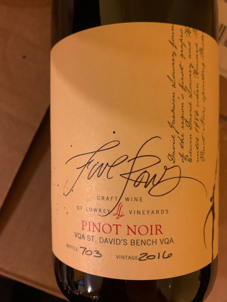 2021 Five Rows Craft Wine of Lowery Vineyards Pinot Noir Lowrey ...
