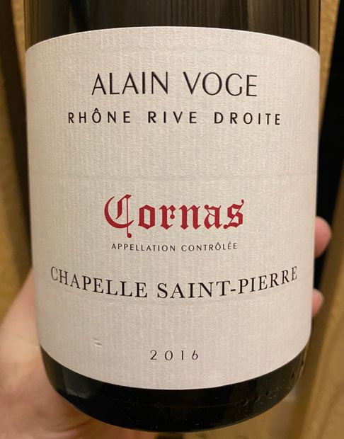 2016 Alain Voge Cornas Chapelle Saint-Pierre, France, Rhône, Northern ...