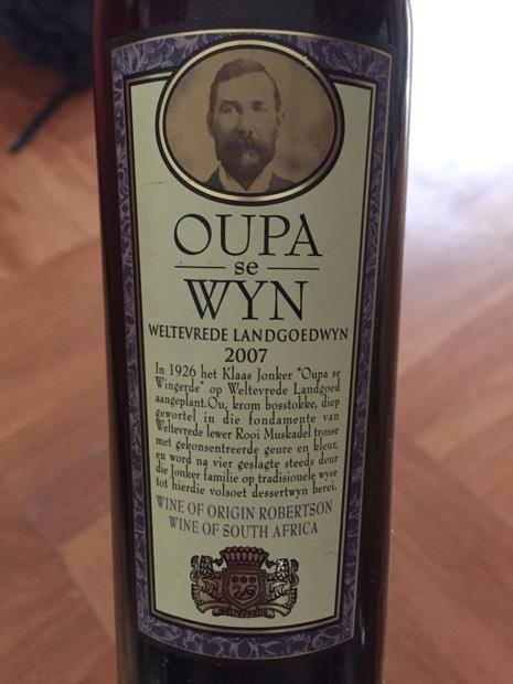 2008 Weltevrede Estate Muscat Oupa se Wyn, South Africa, Breede River Valley, Robertson