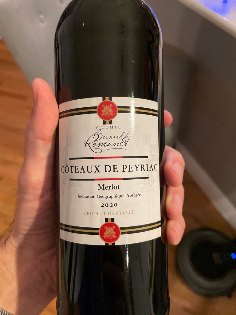 2020 Vicomte Bernard De Romanet Merlot France Languedoc Roussillon Vin De Pays Des Côteaux De