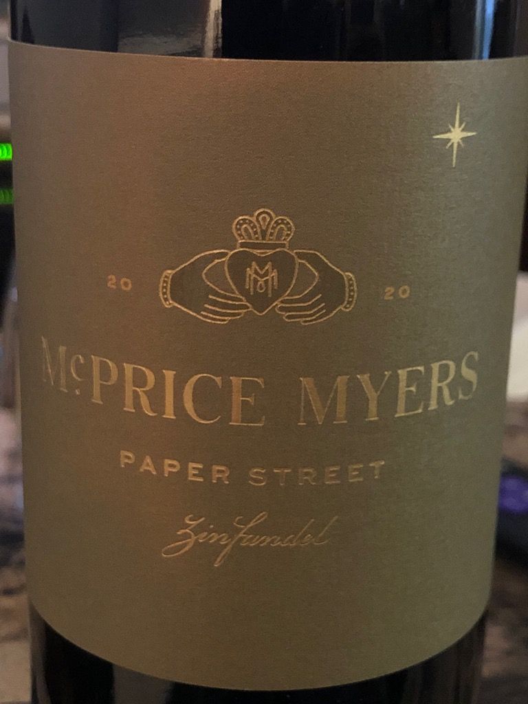 2020 McPrice Myers Zinfandel Paper Street, USA, California, Central