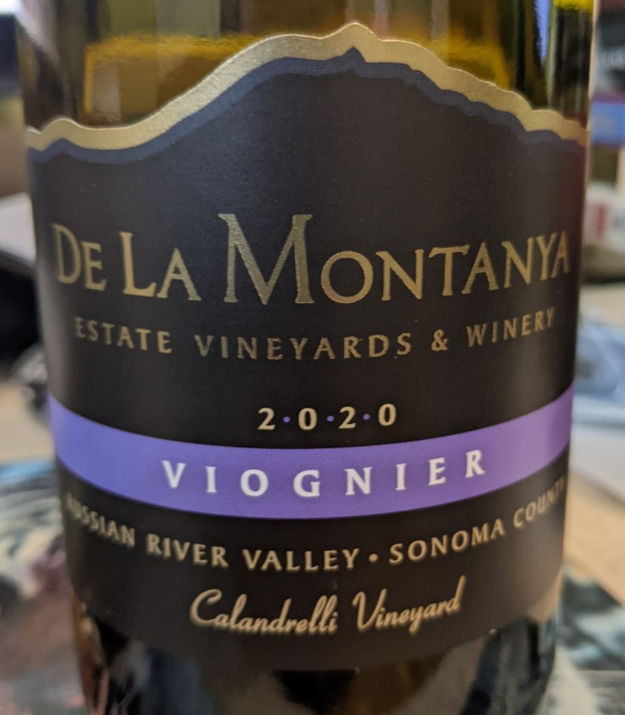 2020 De La Montanya Viognier Calandrelli, USA, California, Sonoma ...