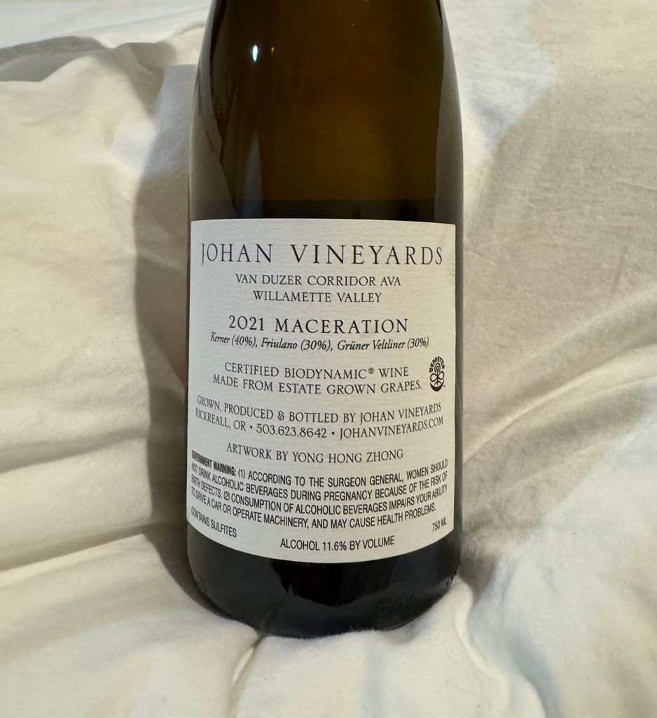 2021 Johan Vineyards Macération Estate, USA, Oregon, Willamette Valley