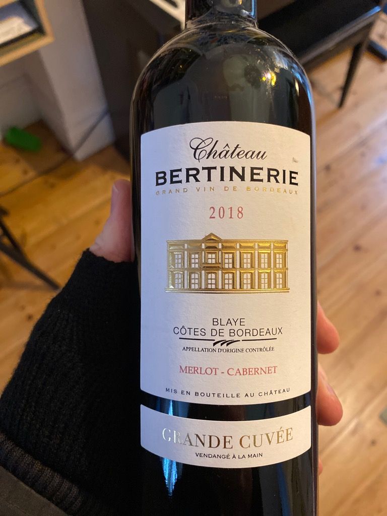 2018 Château Haut Bertinerie Blaye Côtes de Bordeaux, France, Bordeaux