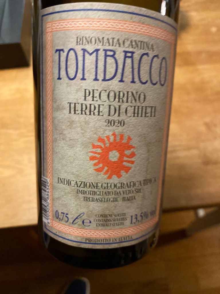 2020 Vinicola Tombacco Pecorino, Italy, Abruzzi, Terre di Chieti IGT