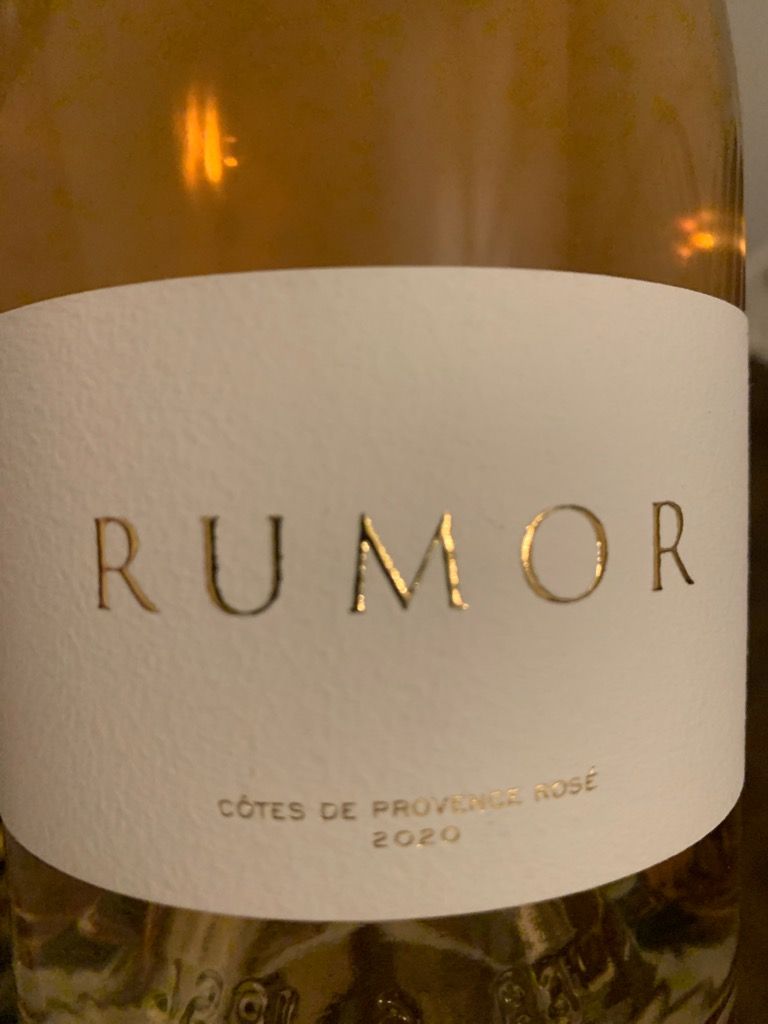 2020 Rumor Côtes de Provence Rosé, France, Provence, Côtes de Provence