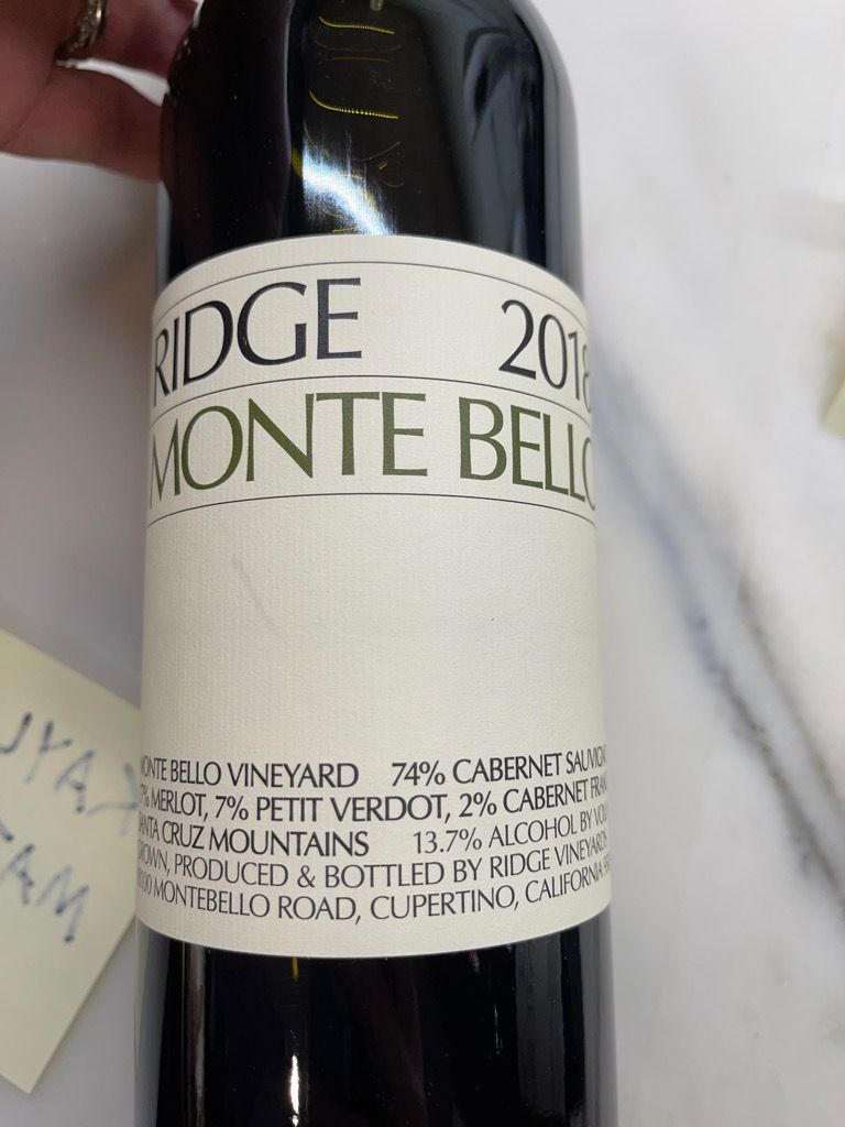 2018 Ridge Monte Bello - CellarTracker