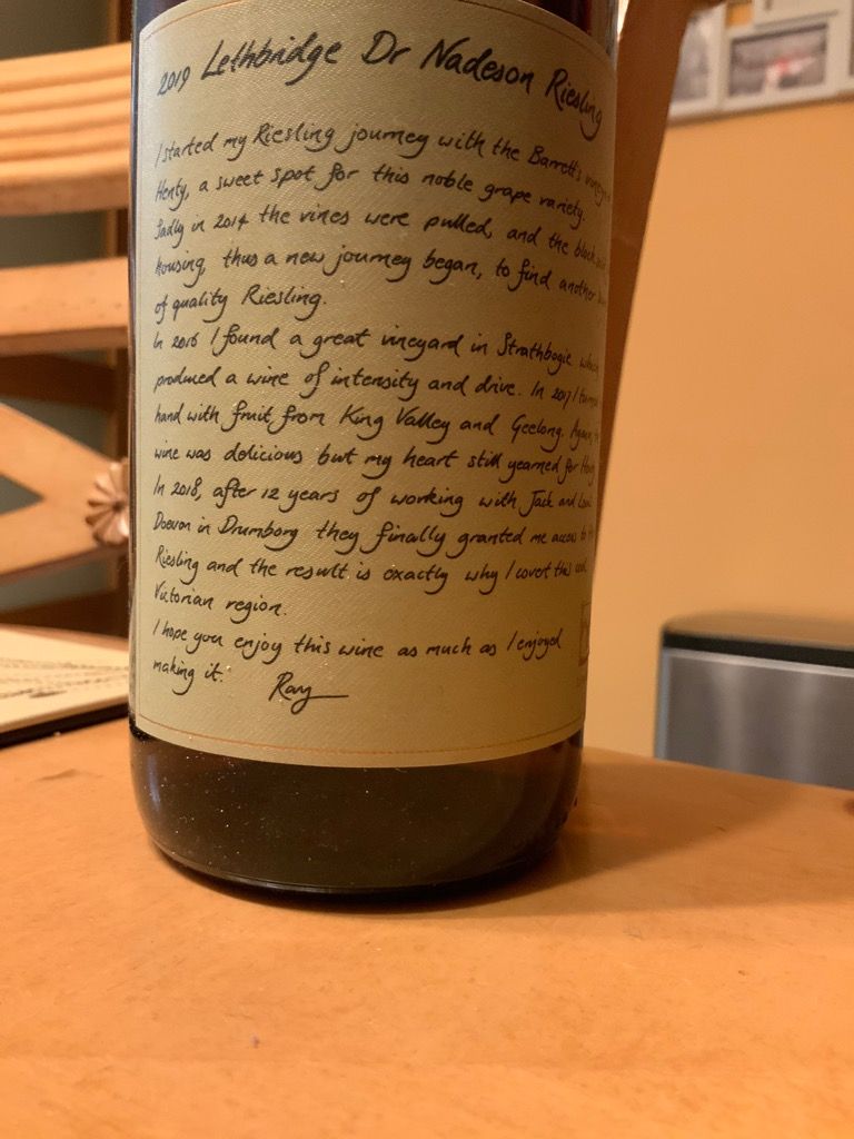 2019 Lethbridge Wines Riesling Dr Nadeson, Australia, Victoria, Western