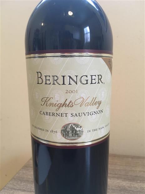 2001 Beringer Vineyards Cabernet Sauvignon Knights Valley