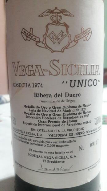 1974 Bodegas Vega-Sicilia Ribera del Duero Único - CellarTracker
