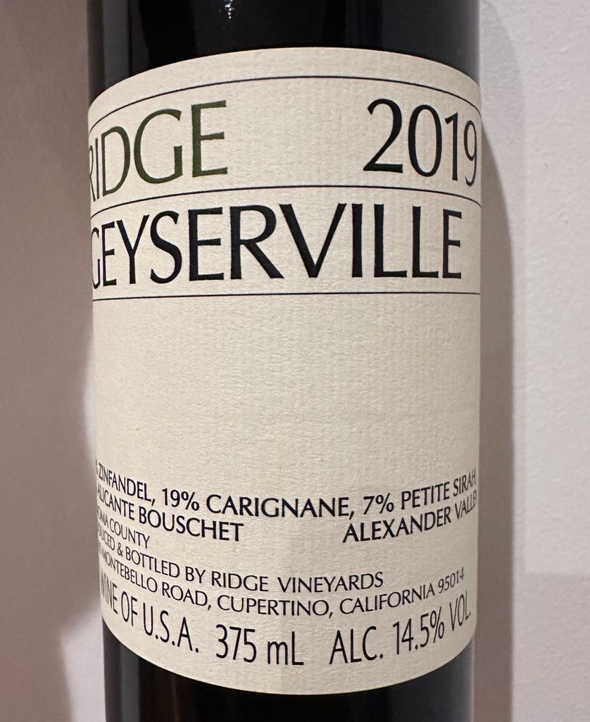 RIDGE Geyserville 2019 赤ワイン 専用ボックス付き 2019 Ridge Geyserville - CellarTracker