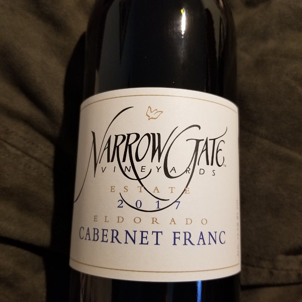 2017 Narrow Gate Vineyards Cab Cab Franc El Dorado, USA, California