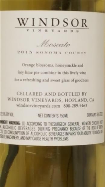 2015 Windsor Vineyards Moscato USA California CellarTracker