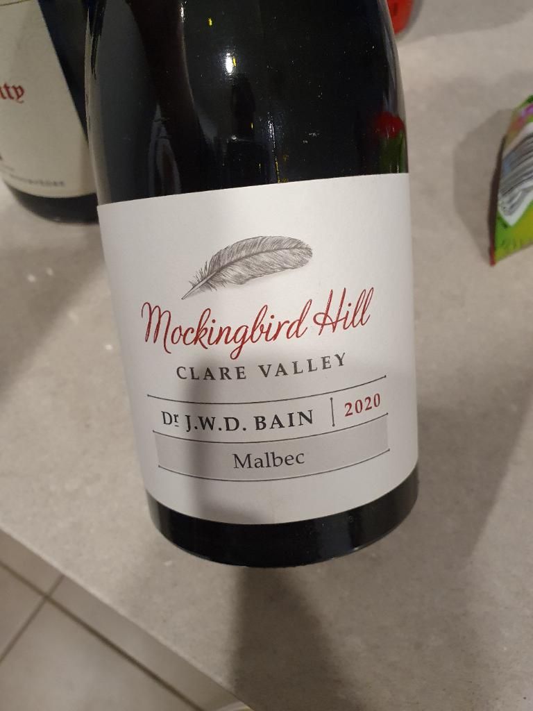 2021 Mockingbird Hill Winery Malbec Dr J.W.D. Bain, Australia, South