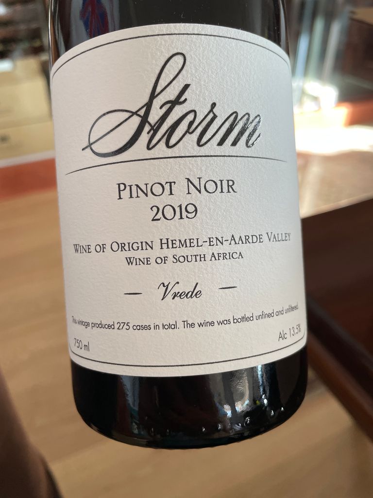 2019 Storm Wines (South Africa) Pinot Noir Vrede - CellarTracker