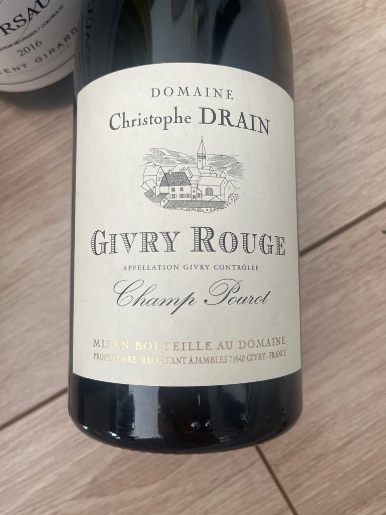 2020 Christophe Drain Givry Champ Pourot Rouge, France, Burgundy, Côte ...