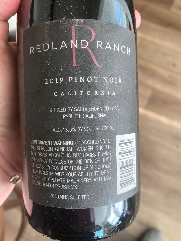 2019 Saddlehorn Cellars Pinot Noir Redland Ranch Reserve, USA ...