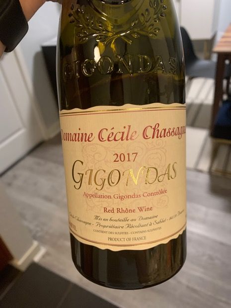 2017 Domaine Cécile Chassagne Gigondas, France, Rhône, Southern Rhône ...