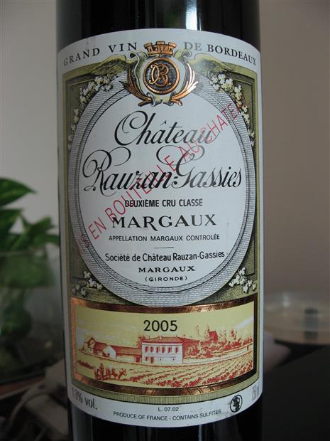 2005 Château Rauzan-Gassies, France, Bordeaux, Médoc, Margaux -  CellarTracker