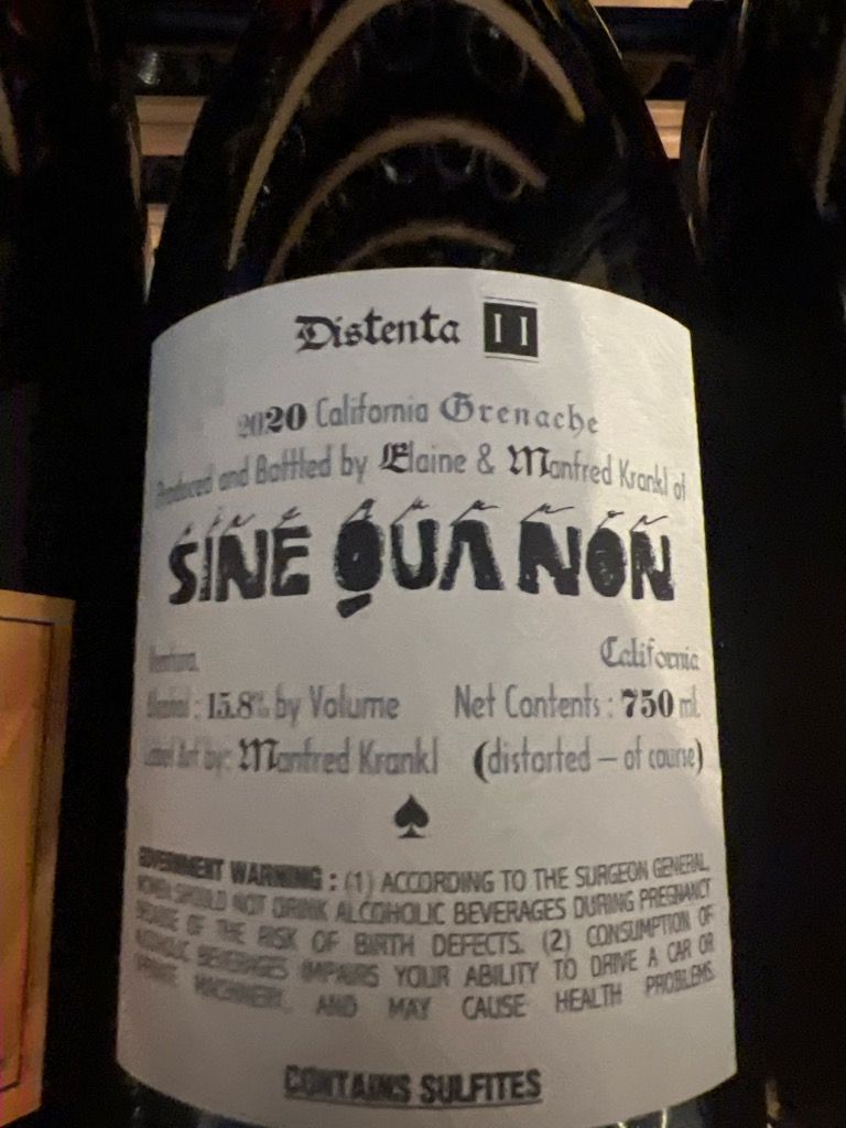 2020 Sine Qua Non Grenache Distenta II - CellarTracker