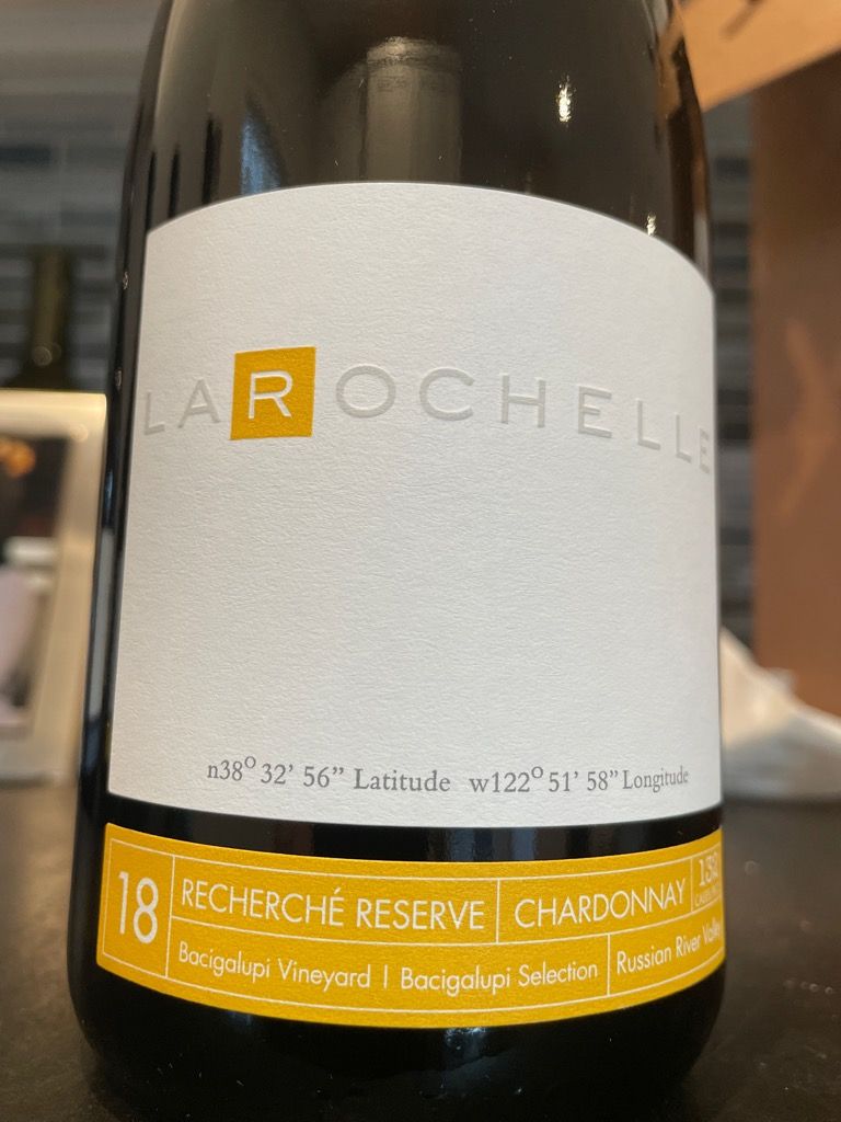 2018 La Rochelle Chardonnay Recherché Reserve Bacigalupi Vineyard, USA