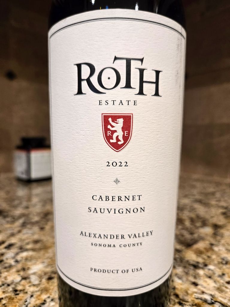 2022 Roth Estate Cabernet Sauvignon, USA, California, Sonoma County ...