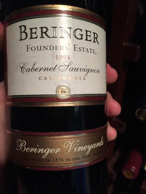 1998 Beringer Vineyards Cabernet Sauvignon Founders' Estate, USA ...