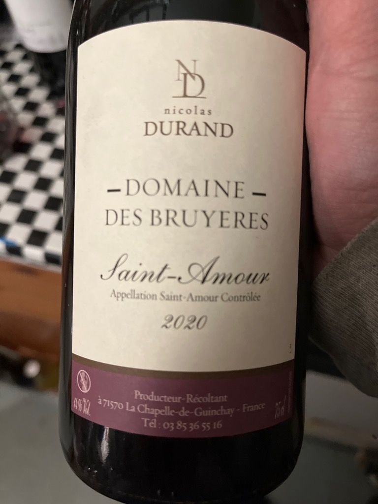2020 Domaine des Bruyères SaintAmour, France, Burgundy, Beaujolais