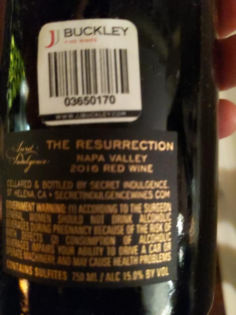 2015 Secret Indulgence The Resurrection - CellarTracker
