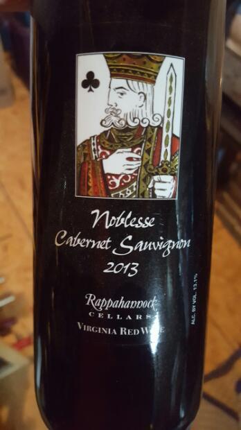 2013 Rappahannock Cellars Noblesse Cabernet Sauvignon Usa