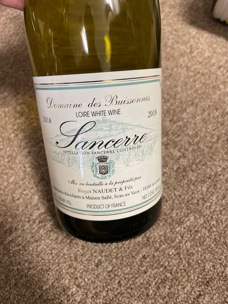 2019 Roger Naudet Sancerre Domaine des Buissonnes, France, Loire Valley