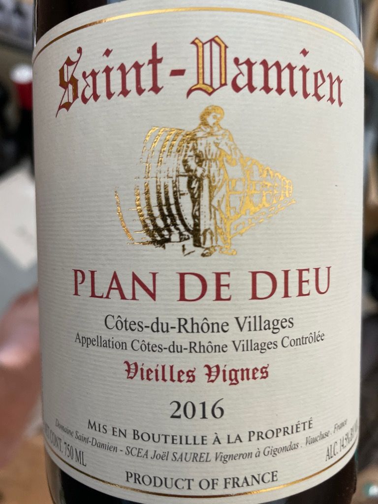 2016 Domaine SaintDamien Côtes du Rhône Villages Plan de Dieu Vieilles Vignes, France, Rhône