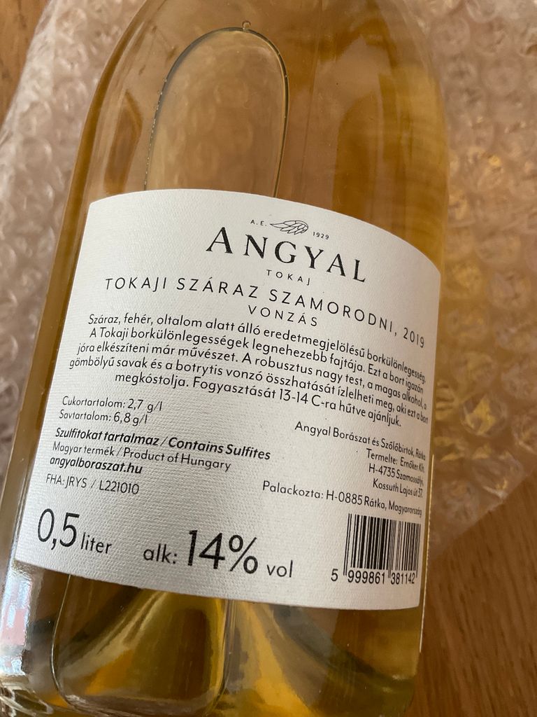 2013 Angyal Borászat Tokaji Szamorodni 'Dry' Szaraz Vonzás