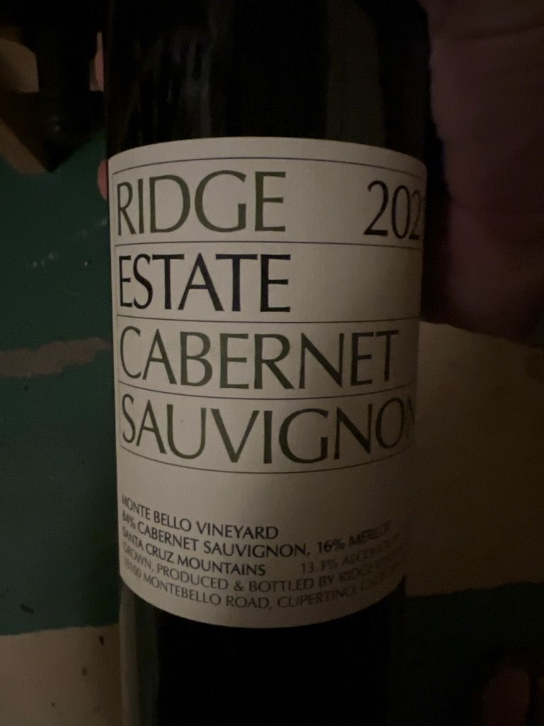 2022 Ridge Cabernet Sauvignon Estate - CellarTracker
