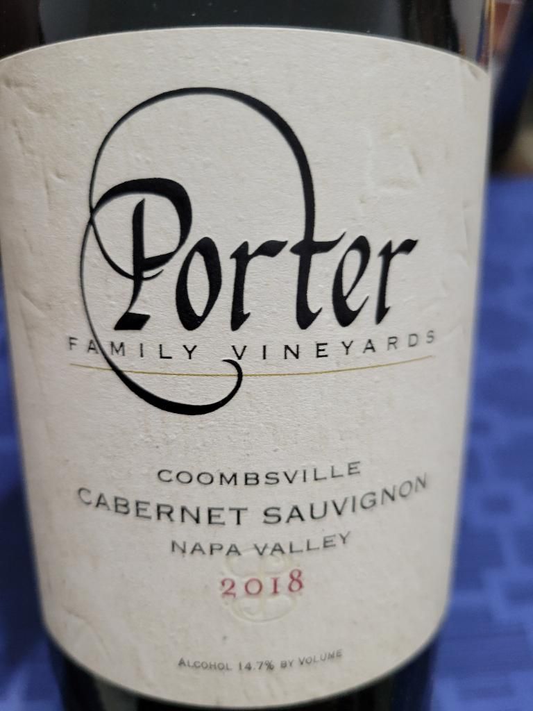 2018 Porter Family Vineyards Cabernet Sauvignon, USA, California, Napa ...