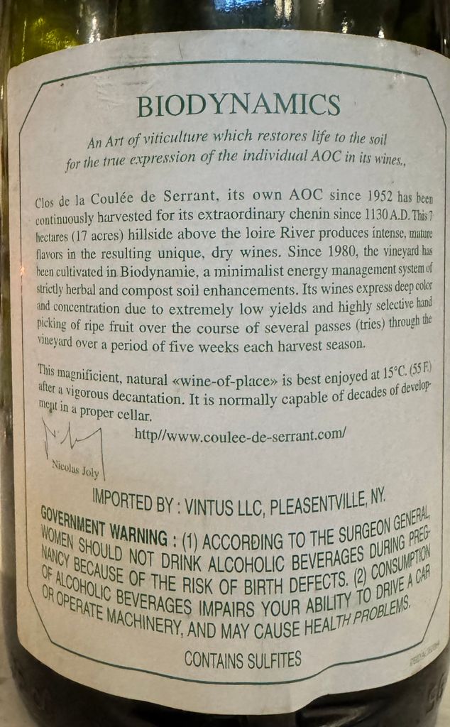 2002 Nicolas Joly Clos de la Coulée de Serrant - CellarTracker
