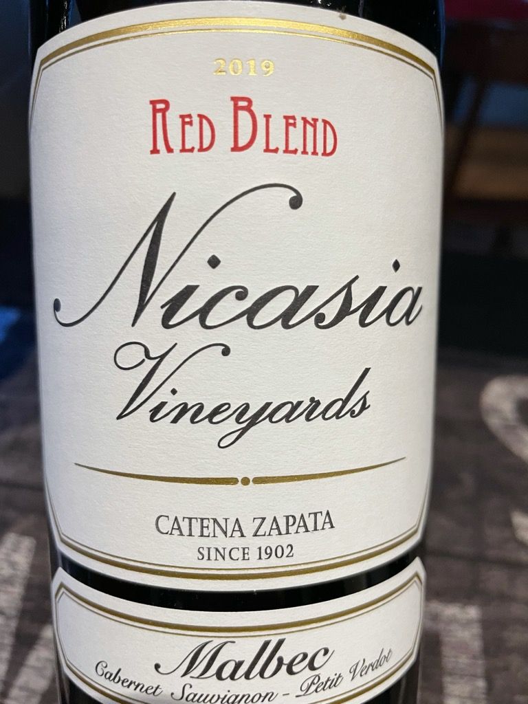 2020 Bodega Catena Zapata Red Blend Nicasia Vineyard, Argentina ...