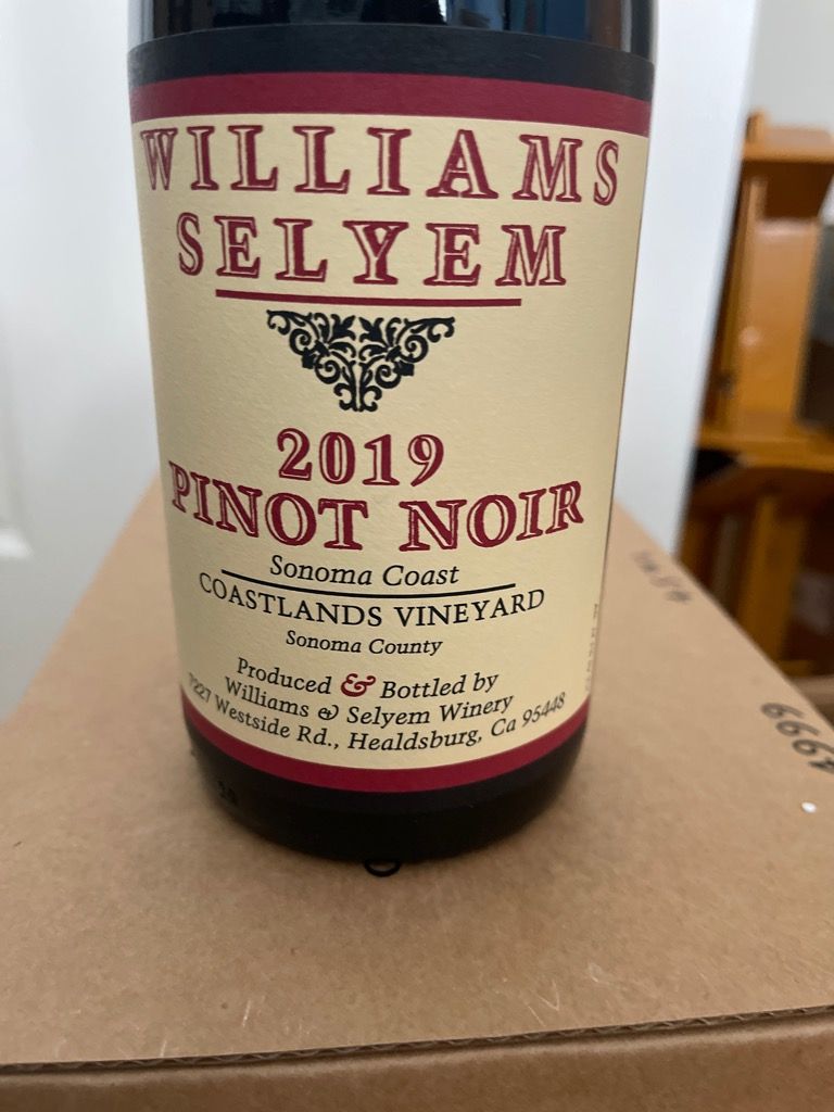 2019 Williams Selyem Pinot Noir Coastlands Vineyard, USA, California
